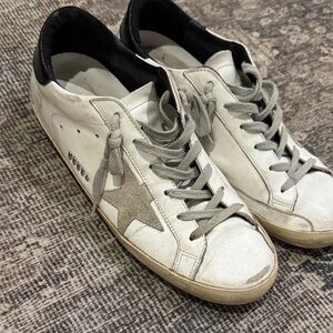 Golden Goose White and Gray Star Sneakers
